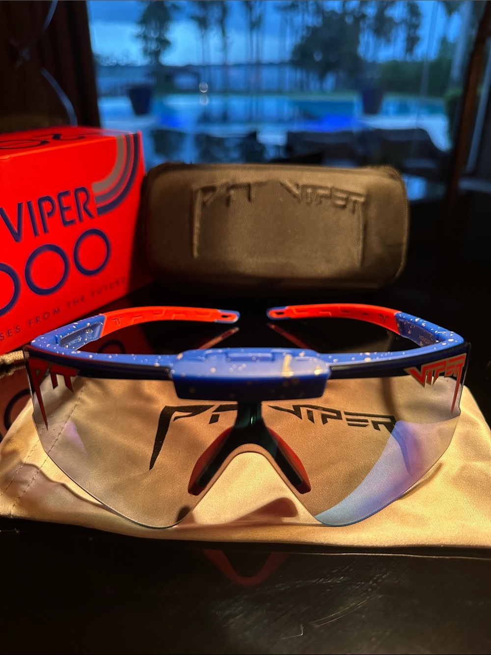 Pit Viper Sunglasses Blue and Red Sport Shield